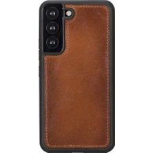 Samsung Galaxy S22 Uyumlu Deri Cüzdanlı Kılıf Mwwn RST2EF Taba