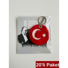 Keçebahçesi Kayseri Atatürklü,türk Bayraklı Keçe Anahtarlık,10 Kasım, 20'li 30'lu Paket