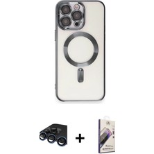 BUTİMAR'S iPhone 15 Pro Nova Işık Özel Seri - Siyah Bilvis 3D Mat Cam Ekran Koruyucu + Lacivert Raze Metal Kamera Lens