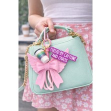 Cafio3D Büyük Melek Kanadı, Kahve Cup ve Kaos Yazılı Konsept Figürlü Çanta Charmı & Karabina Anahtarlık