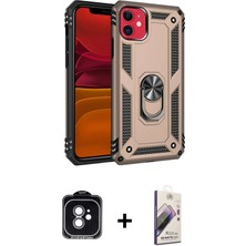 Cepte Toptan iPhone 11 Ahenk Klasik Koleksiyonu - Siyah Bilvis 3D Mat Cam Ekran Koruyucu + Yeşil Pvd Metal Kamera Lens
