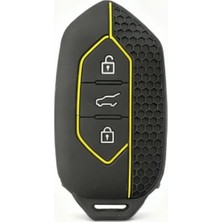 Gma Keys Togg T10X T10F 3 Tuşlu Smart Petek Desenli Koruma Anahtar Kılıfı Sarı Siyah Renk