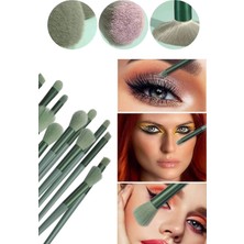 Makyaj Fırça Seti Yeşil 13 Parça Fondöten Fırçası Allık Fırçası Far Fırçası