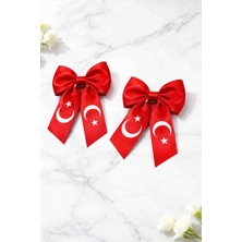 IRONMOON 2 Li Kırmızı Renkte Ay Yıldızlı Kurdele Pensli Toka 23 Nisan ve 29 Ekim Bayramlarda