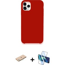 Cepte Toptan iPhone 11 Pro Max Zirve Modern Özel Seri - Siyah 3D Antistatik Cam Ekran Koruyucu + Mavi Renkli Kamera Lens Koruma Cam