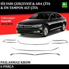 Tuna Oto Vw Passat B8 Sis Farı Çerçevesi & Ara Çıtası & Tampon Çitası Krom Takımı 2015 2016 2017 2018 2019 (6 Parça)
