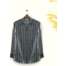 Modamorfo Çizgili Janjanlı Gömlek -Haki