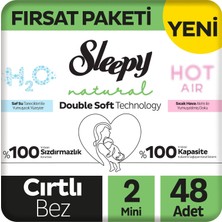 Sleepy Natural Double Soft Fırsat Paketi Bebek Bezi 2 Numara Mini 48 Adet