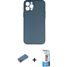 iPhone 12 Pro Max Yadigar Yansıma Serisi - Siyah 5d Eko Cam Ekran Koruyucu + Gold Shine Kamera Lens Koruma Cam