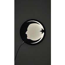 MORFEM3D Atatürk Silüetli LED Aydınlatmalı Daire Lamba (Duvar & Masa Üstü Kullanım)