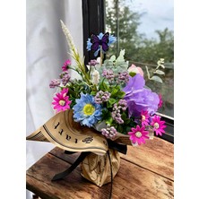 Sedosh Home Vision Renkli Kır Çiçekleri Yapay Çiçek Aranjmanı Cam Vazoda Dekoratif