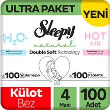 Sleepy Natural Double Soft Ultra Paket Külot Bez 4 Numara Maxi 100 Adet