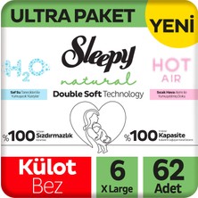 Sleepy Natural Double Soft Ultra Paket Külot Bez 6 Numara Xlarge 62 Adet