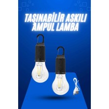 Askılı Kırılmaz LED Işık Kamp Bahçe Lambası Taşınabilir LED Ampul Şarjlı