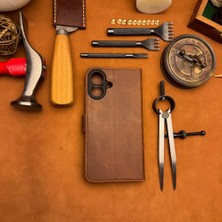 Bi Deri Bideri Patara IPHONE 17 Hakiki Deri Cüzdan Kılıf Kahverengi