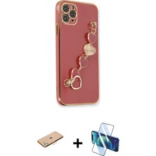 Cepte Toptan iPhone 11 Pro Max Nova Işık Prime - Siyah 3D Antistatik Cam Ekran Koruyucu + Pembe Renkli Kamera Lens Koruma Cam