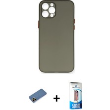 Cepte Toptan iPhone 12 Pro Max Yadigar Yansıma Serisi - Siyah 5d Eko Cam Ekran Koruyucu + Gold Shine Kamera Lens Koruma Cam