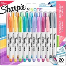 Sharpie S-Note Kesik Uç Fosforlu Kalem 20'li Karışık Renk Not Almak ve Çizim İçin İdeal