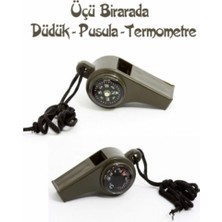 Zarif Fırsat Pusulalı Termometreli Düdük - Survival Askılı Düdük