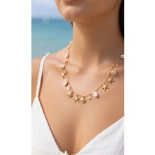 Derin's Design Art Yeni Sezon Altın Kaplama Deniz Yıldızları ve Kabuklar: Yazın En Zarif Deniz Kolyesi