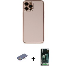 Cepte Toptan iPhone 12 Pro Max Yadigar Klasik - Siyah 360 Mat Full Body Arka Koruyucu + Mavi Renkli Kamera Lens Koruma Cam