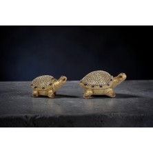 Elifeshop Feng Shui Swarovski Taş Işlemeli 2’li Kaplumbağa Biblo Seti Dekoratif Ev Ofis Yeni Yıl Hediyesi