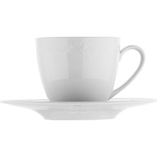 Kütahya Porselen 12 Parça Kulplu Kahve Fincan Takımı Beyaz Desensiz 6 Kişilik Porselen