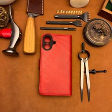 Bi Deri Bideri Patara IPHONE 17 Hakiki Deri Cüzdan Kılıf Kırmızı