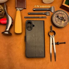 Bi Deri Bideri Patara IPHONE 17 Hakiki Deri Cüzdan Kılıf Antrasit