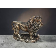 Elifeshop Lüks Polyester Aslan Heykeli 14 cm Dekoratif Biblo Ev Ofis Vitrin Yeni Yıl Hediyesi