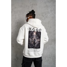 Velmora Fashion Baskılı Kapüşonlu Sweat - Beyaz -