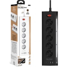 İlkyaz Fashion Akım Korumalı 5’li Priz 2xusb 2xtype-C Çıkış Dokunmatik Işıklı Akım Koruma Çoklu Priz �