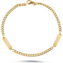 Zeya Kuyumculuk 14 Ayar Altın Çift Plaka Gurmet Zincir Bileklik