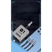 Venüs Shopping 100W Geri Çekilebilir Makaralı Çoklu Şarj Kablosu Alüminyum Kutu Lightning Micro Type-C Şarj K