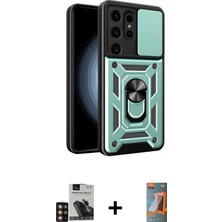 Galaxy S24 Ultra Ahenk Klasik - Siyah Autokit 5in1 Fiber Hayalet Polymer Nano Ekran Koruyucu + Gold Pvd Metal Kamera Lens