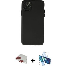 Cepte Toptan iPhone 11 Pro Max Atlas Minimal Prime - Siyah 3D Antistatik Cam Ekran Koruyucu + Kırmızı Pers Alüminyum Kamera Lens