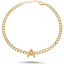 Zeya Kuyumculuk 14 Ayar Altın A Harf Gurmet Zincir Bileklik