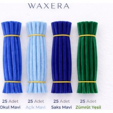 Waxera 100 Adet Mavi Şönil Seti – Okul Mavi, Açık Mavi,saks Mavi ve Zümrüt Yeşili – 30 cm Şönil