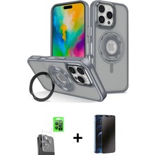 Cepte Toptan iPhone 16 Pro Nova Minimal Serisi - Siyah 3D Antistatik Hayalet Cam Ekran Koruyucu + Siyah Raze Metal Kamera Lens