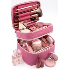 NS Reliable Çift Katlı Captain Seyahat Makyaj Organizatörü Makyaj Çantası,çok Fonksiyonlu Kozmetik Çanta Fuşya