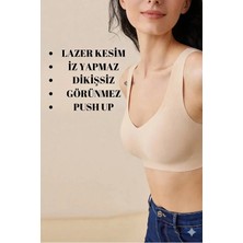 Sweet Sauna Lazer Kesim Dikişsiz Pedli Yumuşak Iz Yapmaz Balensiz Invisible Görünmez Push Up Toparlayıcı Sütyen