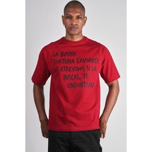 Ex-pent Erkek Reglan Kol Regular Kalıp Yazı Baskılı Pamuklu Kırmızı T-Shirt