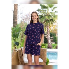 Aydoğan Kadın Mary Şortlu Cotton Lacivert Pijama Takımı 0132