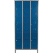 Asram Metal 9 Gözlü Ekonomik Soyunma Dolabı Mavi  97X37X198