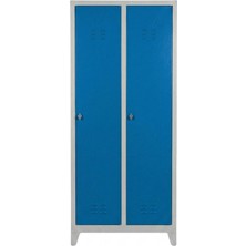 Asram Metal Standart 2 Kapaklı Soyunma Dolabı Mavi 80X40X185