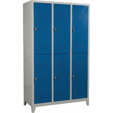 Asram Metal 6 Gözlü Ekonomik Soyunma Dolabı Mavi 97X37X198