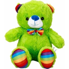 Oturan Kurdeleli Renkli Peluş Ayı 30 cm