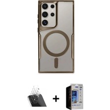 Cepte Toptan Galaxy S23 Ultra Yadigar Klasik Özel Seri - Siyah Durable Full Glue Curved Hayalet Cam + Şeffaf Kamera Lens Koruma Cam