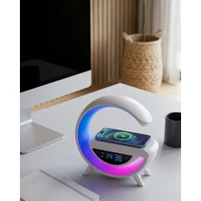 Kablosuz Şarjlı Bluetooth Hoparlör Rgb Işık Gece Lambası Dijital Saat Nemere