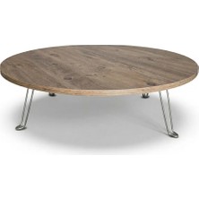 Ratemo Mobilya 90 cm Çap Ahşap Desenli Katlanabilir Yer Sofrası – Oyun Masası | 22 cm